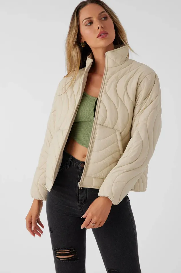 EDEN NYLON WAVE QUILTED ZIP JACKET Cement Women O039NEILL Clothing