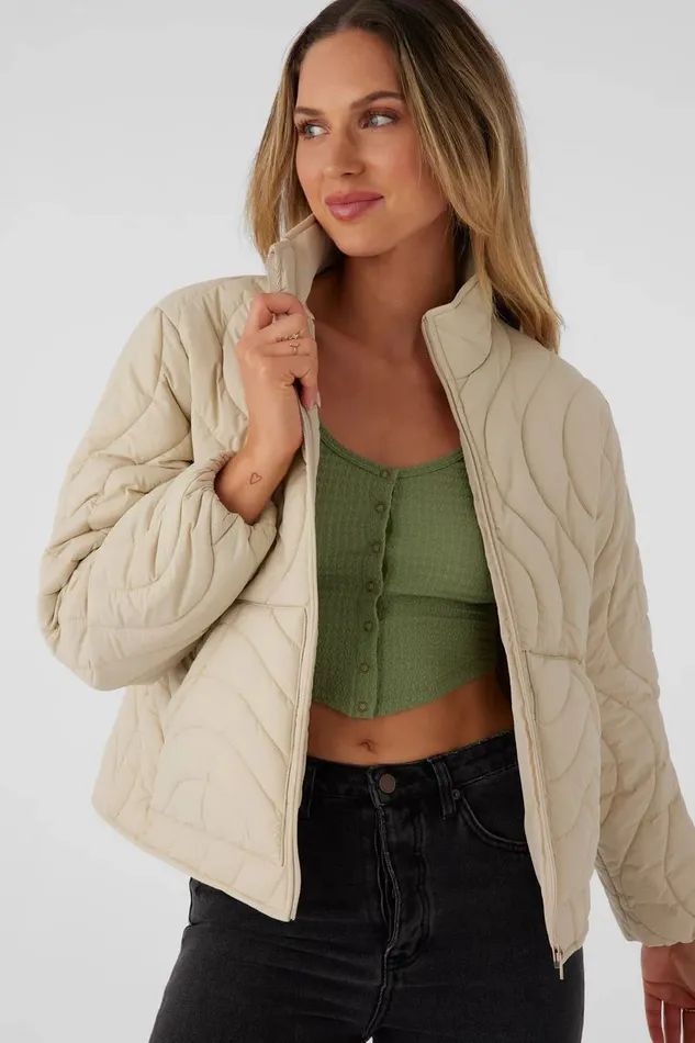 EDEN NYLON WAVE QUILTED ZIP JACKET Cement Women O039NEILL Clothing
