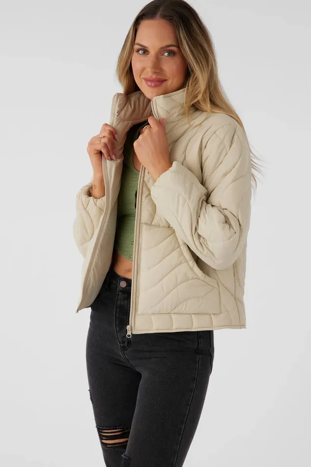 EDEN NYLON WAVE QUILTED ZIP JACKET Cement Women O039NEILL Clothing