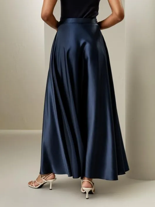 Elegant Mulberry Silk Maxi Umbrella Skirt With Hidden Side Seam Pockets Women Lilysilk Bottoms