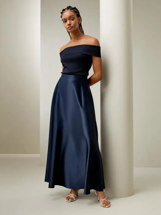 Elegant Mulberry Silk Maxi Umbrella Skirt With Hidden Side Seam Pockets Women Lilysilk Bottoms