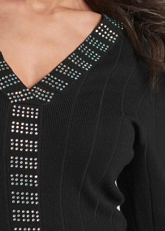 EMBELLISHED SWEATER DRESS Black Multi Women VENUS Sweater Dresses