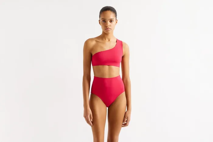 ERES Symbole OneShoulder Crop Top Grenadine 23e Women TwoPieces Swimsuits