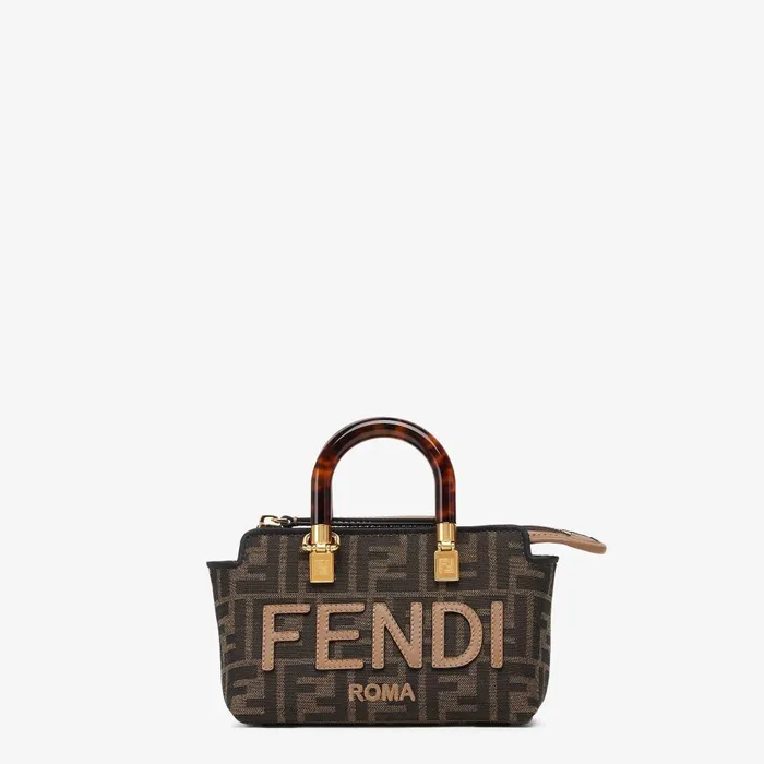 Fendi Boston Bags By The Way Mini Small Brown FF Fabric Boston Bag 8211 Women Fendi Boston Bags By The Way Mini Small Brown FF Fabric Boston Bag 8211 Women