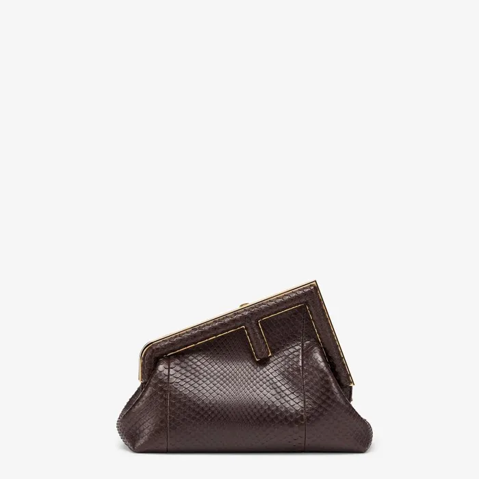 Fendi Exotic Bags Fendi First Small Dark Brown Python Leather Bag 8211 Women