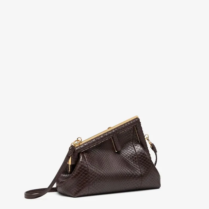 Fendi Exotic Bags Fendi First Small Dark Brown Python Leather Bag 8211 Women
