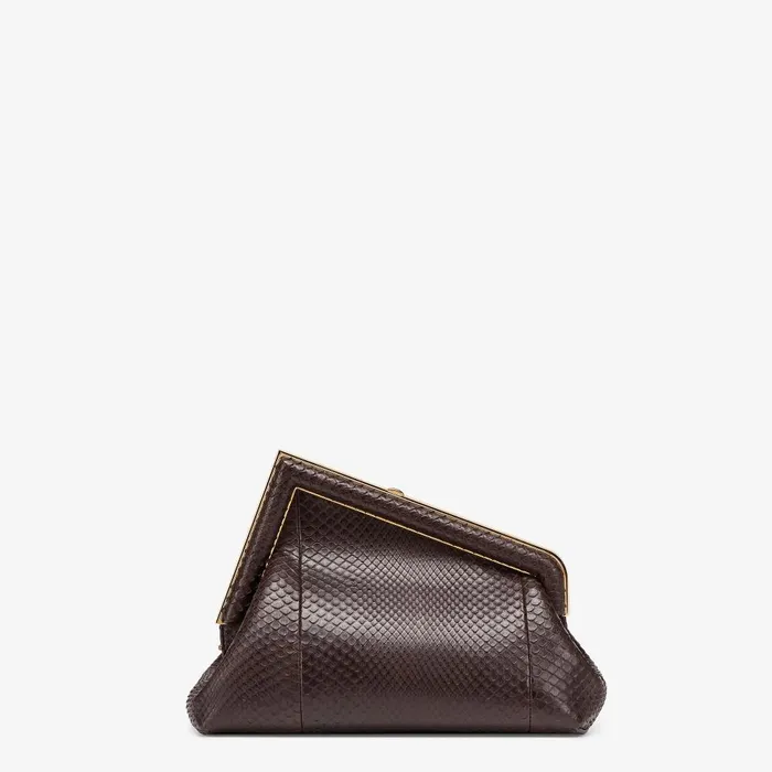 Fendi Exotic Bags Fendi First Small Dark Brown Python Leather Bag 8211 Women