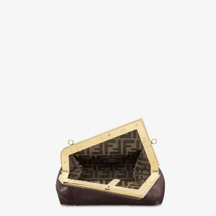 Fendi Exotic Bags Fendi First Small Dark Brown Python Leather Bag 8211 Women