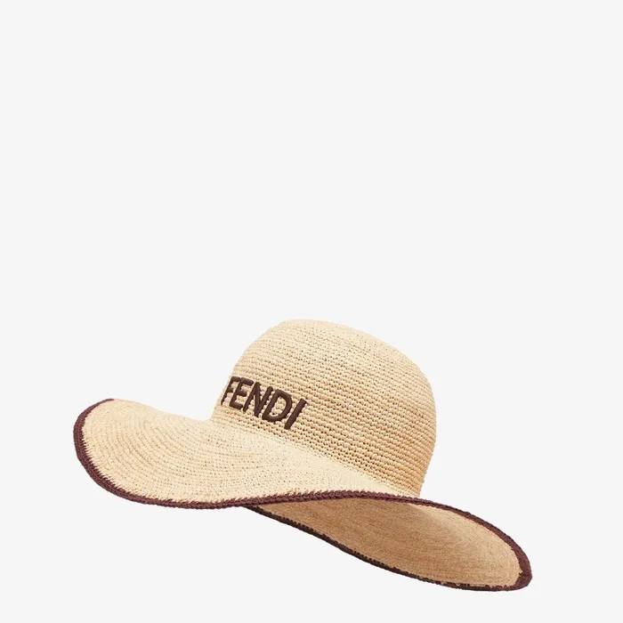 Fendi Hats and Gloves Hat Beige Raffia Hat 8211 Women