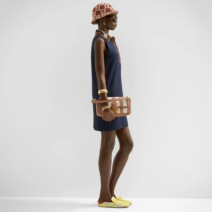 Fendi Knitwear Dress Navy Blue Cady Short Dress With Sequins 8211 Women