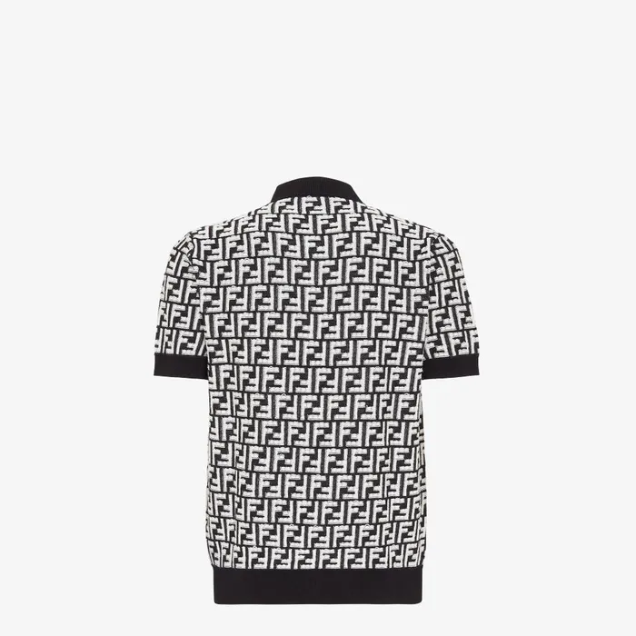 Fendi Knitwear Polo Shirt Black FF Wool Polo Shirt 8211 Men