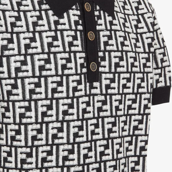 Fendi Knitwear Polo Shirt Black FF Wool Polo Shirt 8211 Men