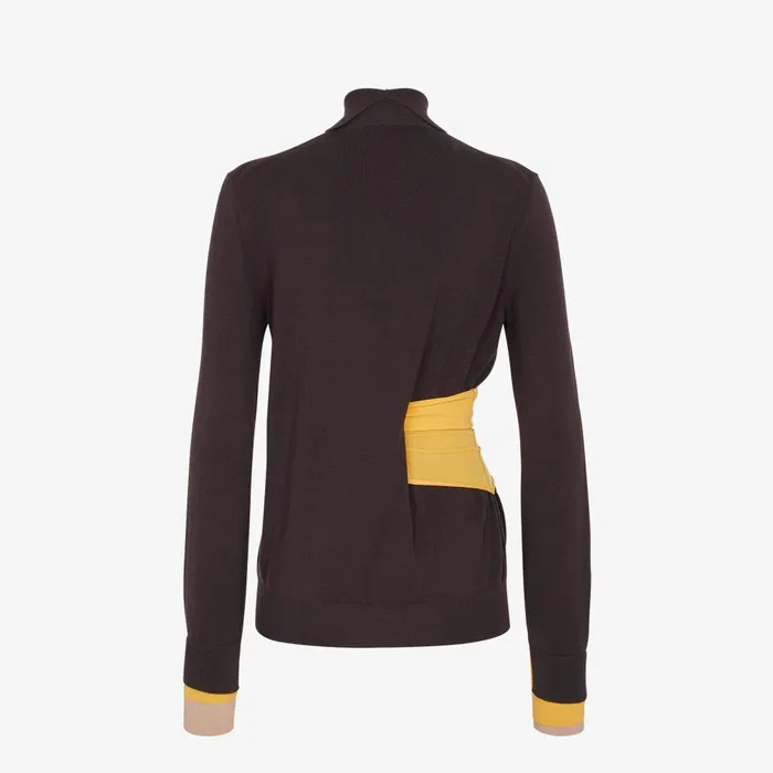 Fendi Knitwear Sweater Dark Purple Wool Polo Neck Jumper 8211 Women