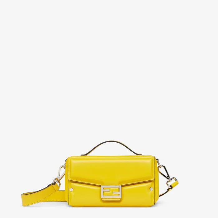 Fendi Messenger Bags Soft Trunk Baguette Yellow Padded Nappa Leather Bag 8211 Men Fendi Messenger Bags Soft Trunk Baguette Yellow Padded Nappa Leather Bag 8211 Men