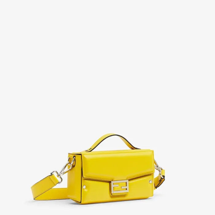Fendi Messenger Bags Soft Trunk Baguette Yellow Padded Nappa Leather Bag 8211 Men