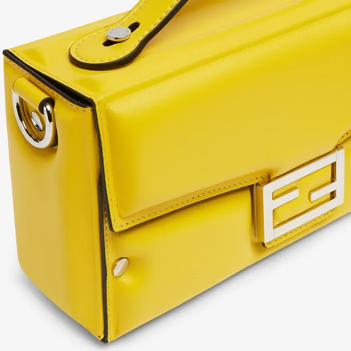 Fendi Messenger Bags Soft Trunk Baguette Yellow Padded Nappa Leather Bag 8211 Men