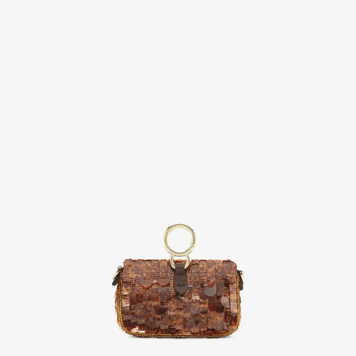 Fendi Miniature Bags Nano Baguette Charm Brown Sequin Charm 8211 Women