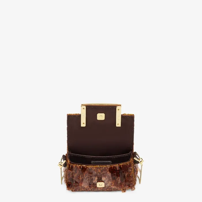 Fendi Miniature Bags Nano Baguette Charm Brown Sequin Charm 8211 Women