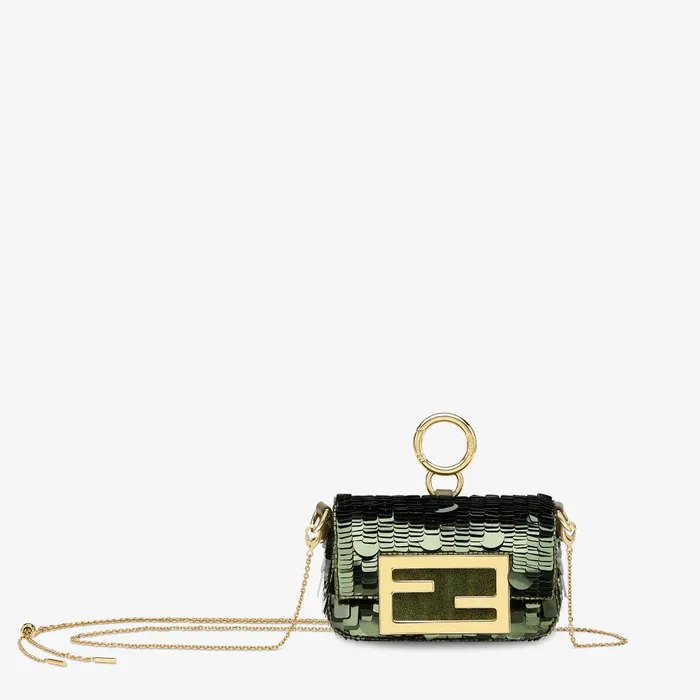 Fendi Miniature Bags Nano Baguette Charm Green Sequin Charm 8211 Women