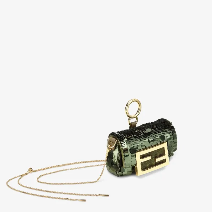 Fendi Miniature Bags Nano Baguette Charm Green Sequin Charm 8211 Women