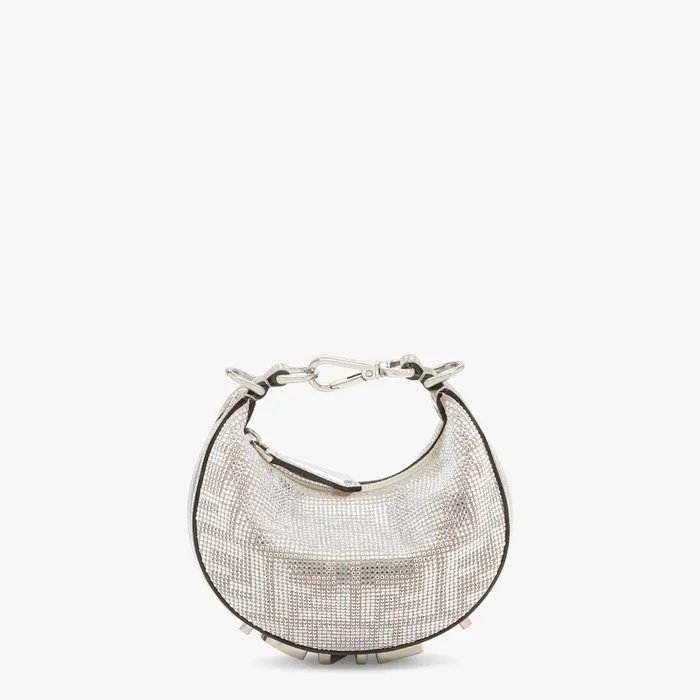 Fendi Miniature Bags Nano Fendigraphy Silver Crystals Charm 8211 Women