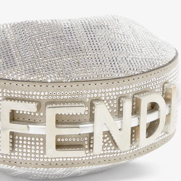 Fendi Miniature Bags Nano Fendigraphy Silver Crystals Charm 8211 Women