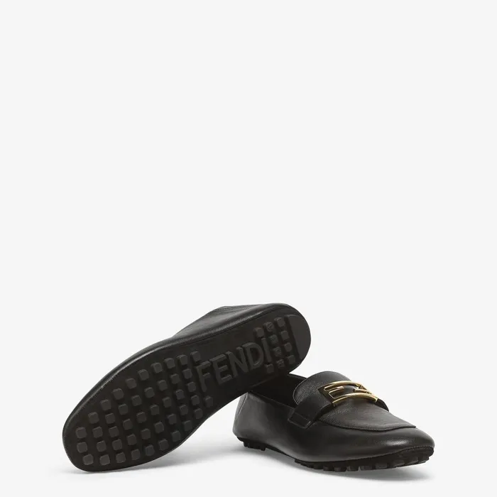 Fendi Mocassins and Loafers Baguette Black Leather Loafers 8211 Women
