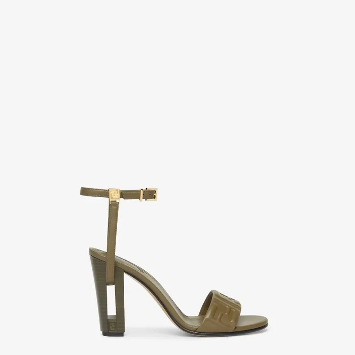 Fendi Sandals and Mules Delfina Green FF Nappa Leather Highheeled Sandals 8211 Women Fendi Sandals and Mules Delfina Green FF Nappa Leather Highheeled Sandals 8211 Women