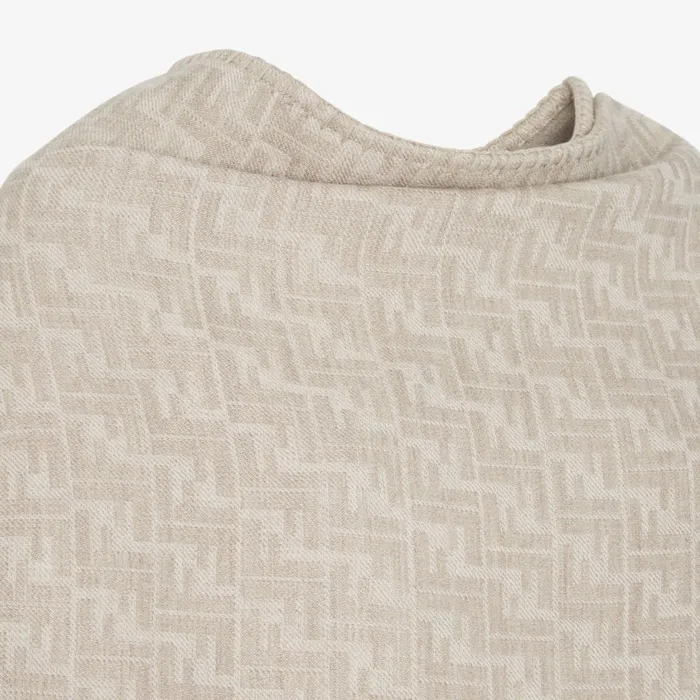 Fendi Scarves and Ponchos FF Poncho Beige Wool And Cashmere Poncho 8211 Women