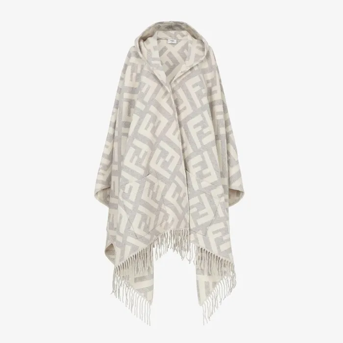 Fendi Scarves and Ponchos FF Poncho Gray Cashmere Poncho 8211 Women