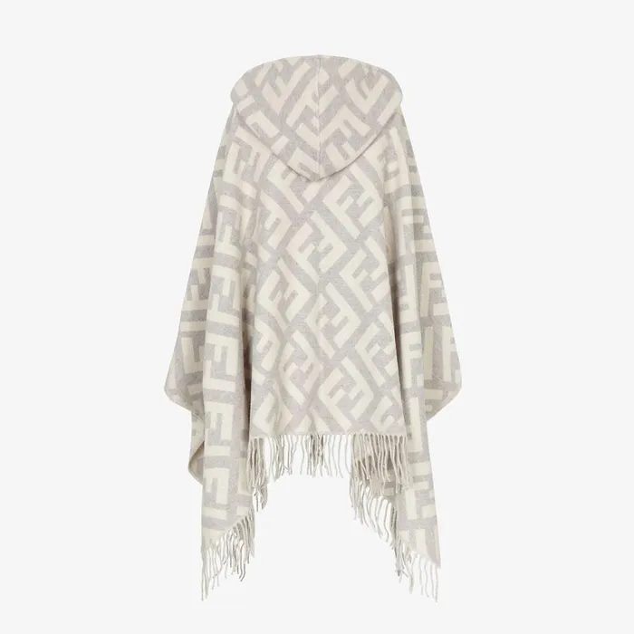 Fendi Scarves and Ponchos FF Poncho Gray Cashmere Poncho 8211 Women