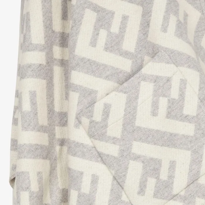 Fendi Scarves and Ponchos FF Poncho Gray Cashmere Poncho 8211 Women