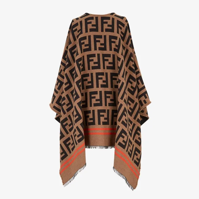 Fendi Scarves and Ponchos FF Poncho Multicolor Wool And Silk Poncho 8211 Women