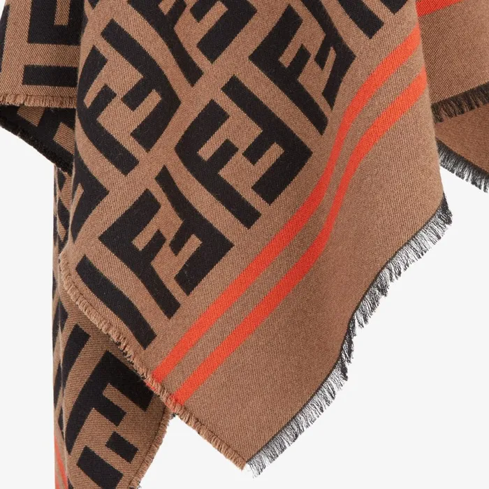 Fendi Scarves and Ponchos FF Poncho Multicolor Wool And Silk Poncho 8211 Women