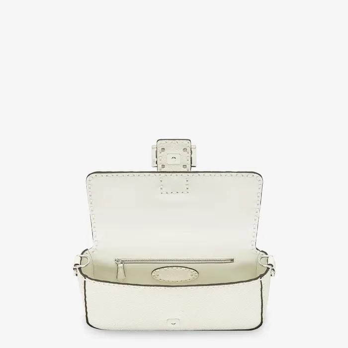 Fendi Shoulder and Crossbody Bags Baguette Ice White Selleria Bag With 612 Handsewn Topstitches 8211 Women