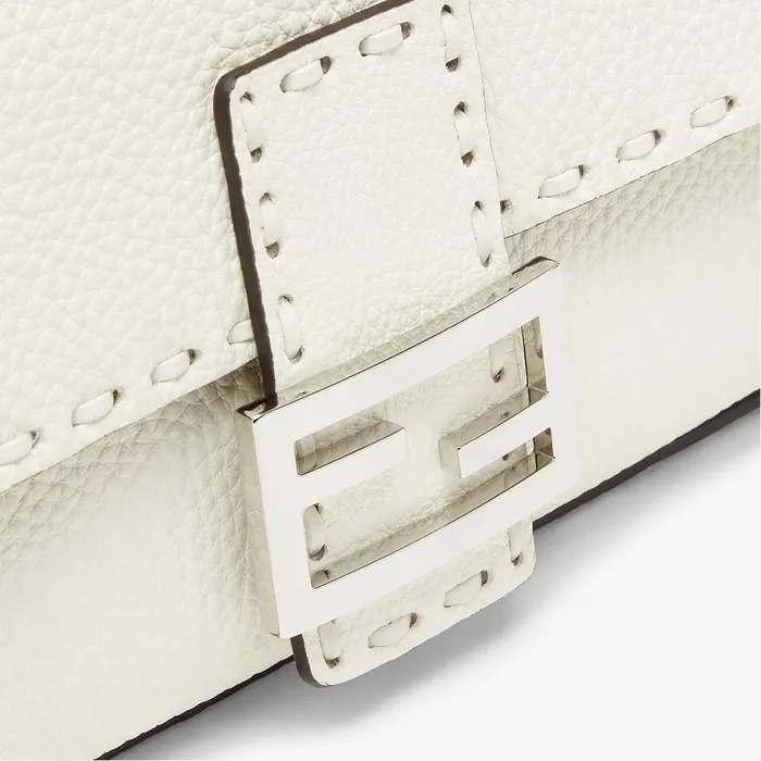 Fendi Shoulder and Crossbody Bags Baguette Ice White Selleria Bag With 612 Handsewn Topstitches 8211 Women