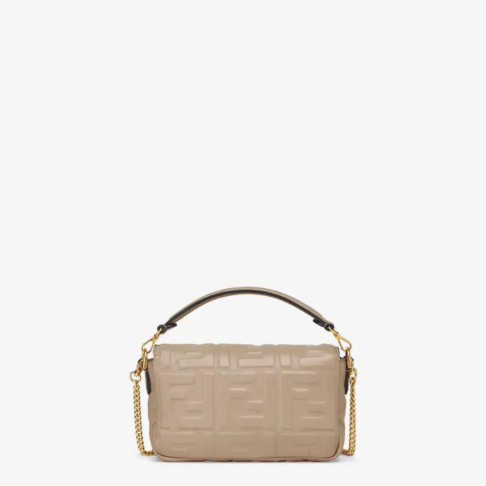 Fendi Shoulder and Crossbody Bags Baguette Mini Dove Gray Nappa Leather Bag 8211 Women