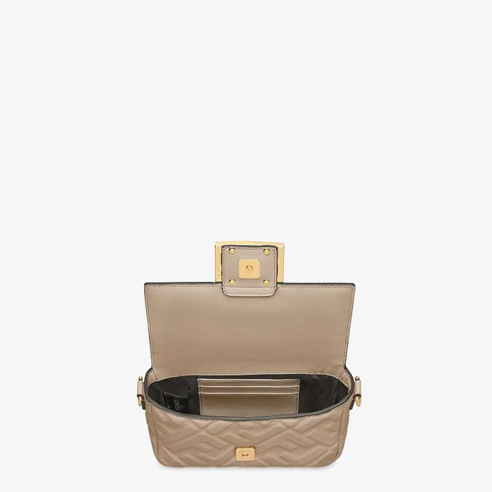 Fendi Shoulder and Crossbody Bags Baguette Mini Dove Gray Nappa Leather Bag 8211 Women