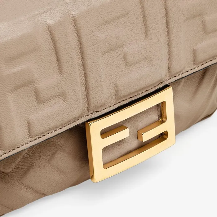 Fendi Shoulder and Crossbody Bags Baguette Mini Dove Gray Nappa Leather Bag 8211 Women