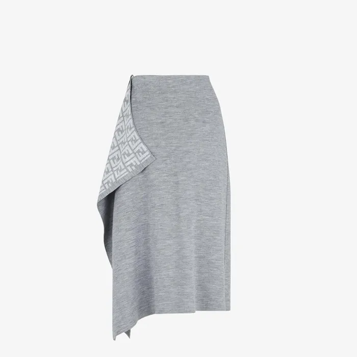 Fendi Skirts Skirt Gray Wool Skirt 8211 Women