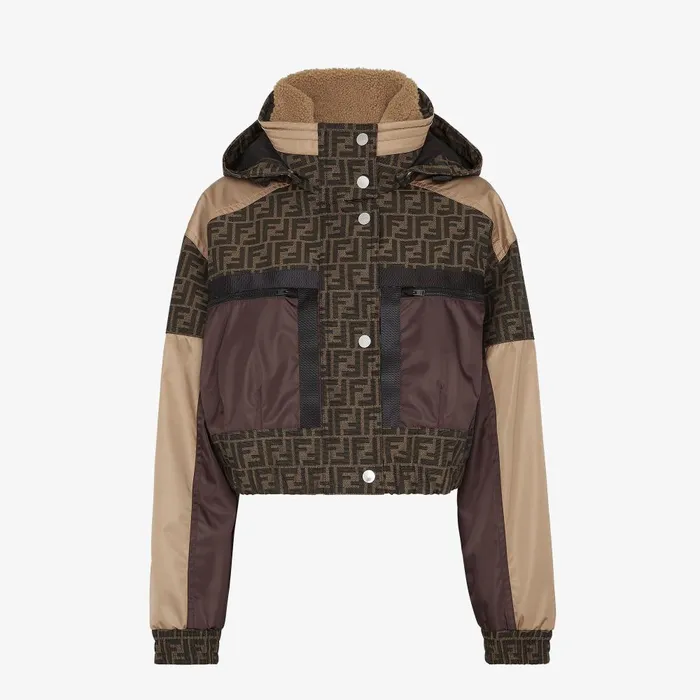 Fendi Skiwear Ski Jacket Brown FF Canvas Jacket 8211 Women