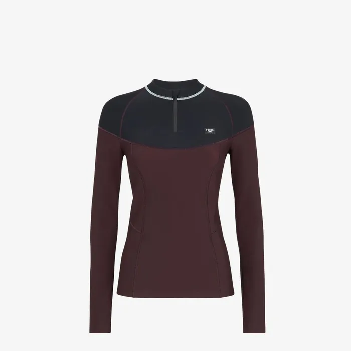 Fendi Skiwear Ski Sweater Dark Purple Lycra Sweater 8211 Women