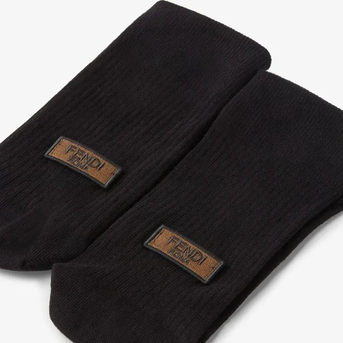 Fendi Socks Socks Black Cotton And Cashmere Socks 8211 Men