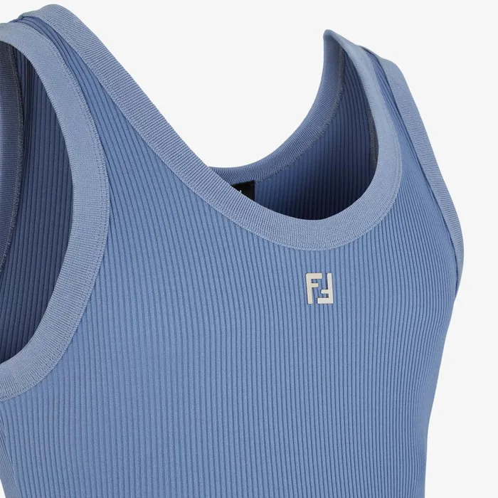 Fendi Tshirts and Polos Tank Top Blue Cotton Top 8211 Men