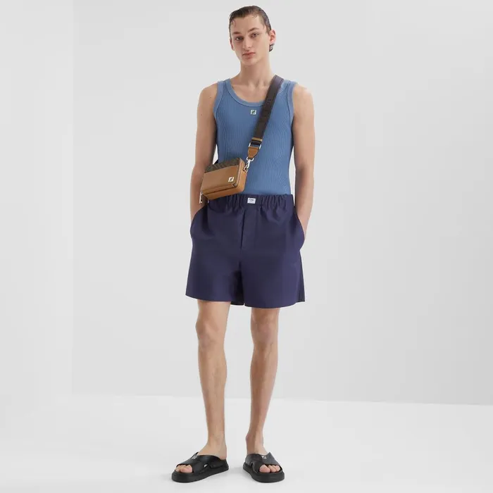 Fendi Tshirts and Polos Tank Top Blue Cotton Top 8211 Men