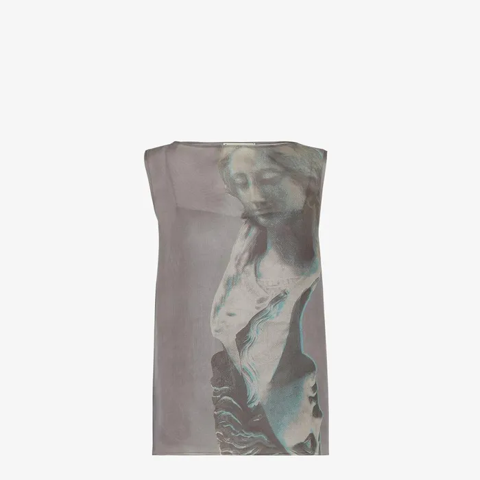 Fendi Tops and Shirts Top Gray Printed Organza Top 8211 Women