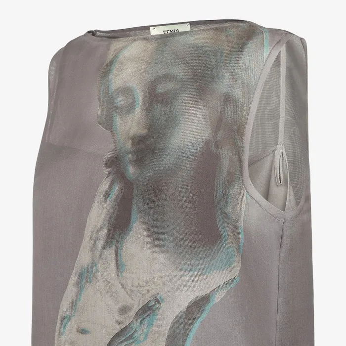 Fendi Tops and Shirts Top Gray Printed Organza Top 8211 Women