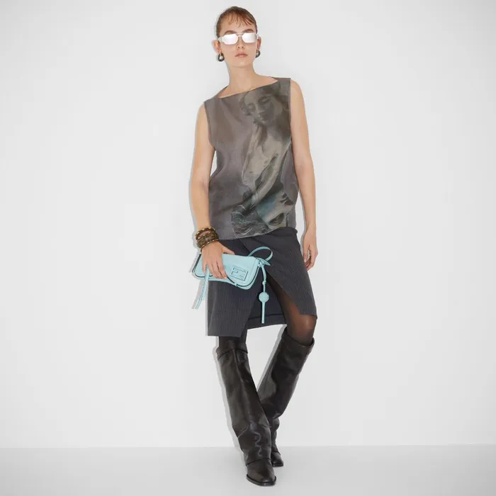 Fendi Tops and Shirts Top Gray Printed Organza Top 8211 Women