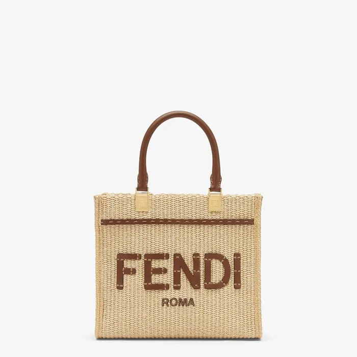 Fendi Tote Bags Fendi Sunshine Small Brown Leather And Beige Cotton Shopper 8211 Women Fendi Tote Bags Fendi Sunshine Small Brown Leather And Beige Cotton Shopper 8211 Women