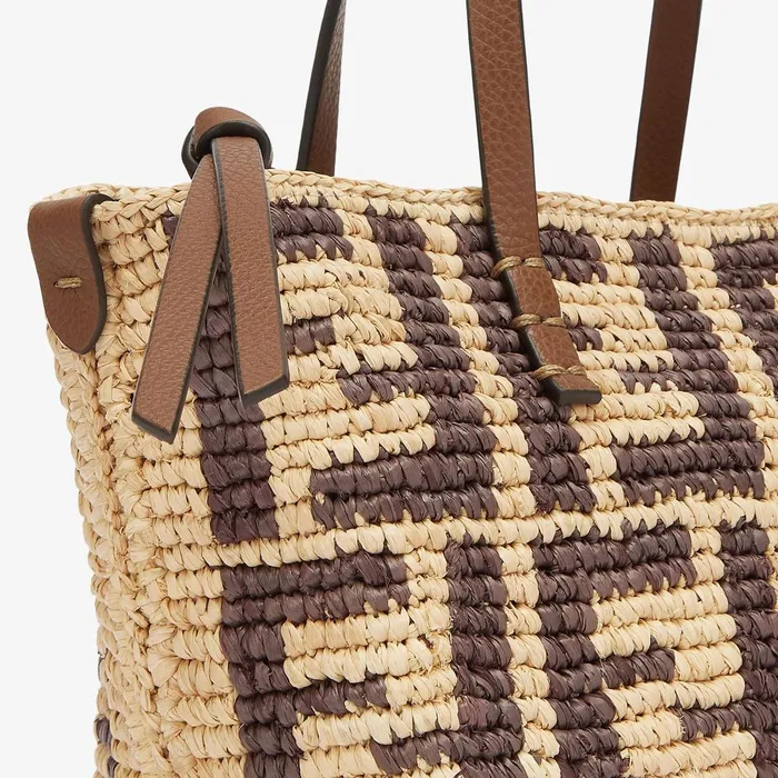 Fendi Tote Bags Mini Roll Brown FF Raffia Crochet Mini Bag 8211 Women